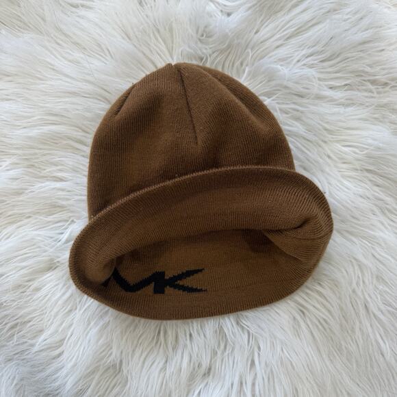 Mens Michael Kors Brown Beanie Skully Logo - Picture 3 of 5
